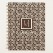 Monogram Taupe Bruine Blad Planner (Voorkant)