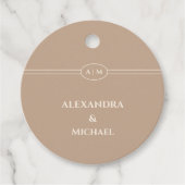 Monogram Taupe Christian Wedding Thank You Bedankjes Labels (Voorkant)