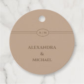 Monogram Taupe Christian Wedding Thank You Bedankjes Labels (Voorkant)