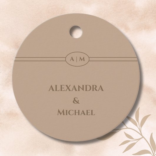 Monogram Taupe Christian Wedding Thank You Bedankjes Labels