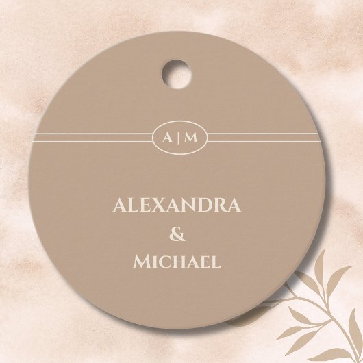Monogram Taupe Christian Wedding Thank You Bedankjes Labels