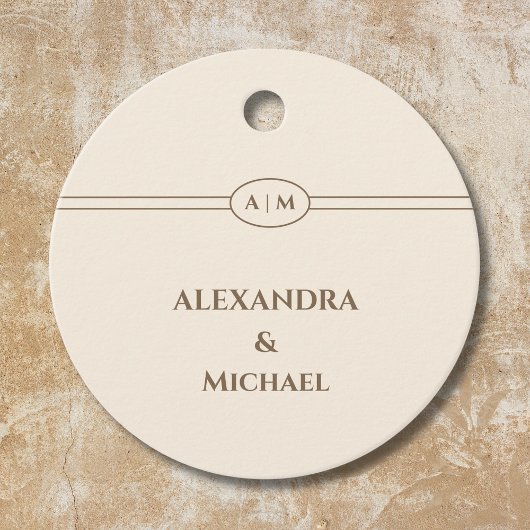 Monogram Taupe Christian Wedding Thank You Bedankjes Labels