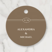 Monogram Taupe Christian Wedding Thank You Bedankjes Labels (Voorkant)