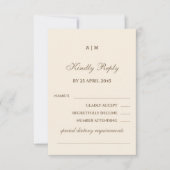 Monogram Taupe Cream Christian Wedding RSVP Card (Voorkant)