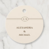 Monogram Taupe Cream Wedding Bedankt Bedankjes Labels (Voorkant)