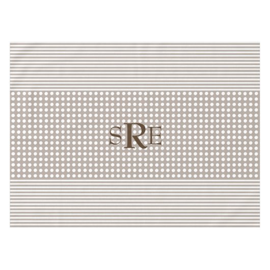 Monogram Taupe en witte tafelkleed (Voorkant (Horizontaal))
