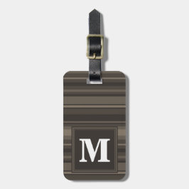 Monogram taupe strepen bagagelabel