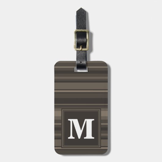 Monogram taupe strepen bagagelabel (Voorkant verticaal)