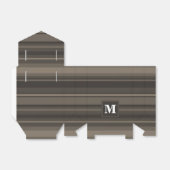 Monogram taupe strepen bedankdoosjes (Uitgevouwen)