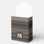 Monogram taupe strepen bedankdoosjes (Geopend)