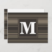 Monogram taupe strepen briefkaart (Voorkant / Achterkant)