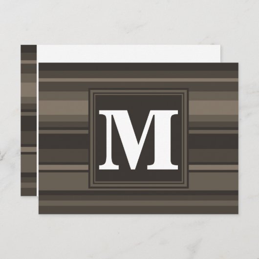 Monogram taupe strepen briefkaart (Voorkant / Achterkant)