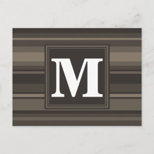 Monogram taupe strepen briefkaart