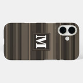 Monogram taupe strepen Case-Mate iPhone case (Achterkant (horizontaal))