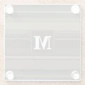 Monogram taupe strepen glazen onderzetter (Achterkant)