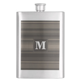 Monogram taupe strepen heupfles