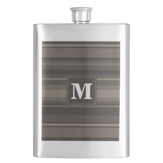 Monogram taupe strepen heupfles (Voorkant)