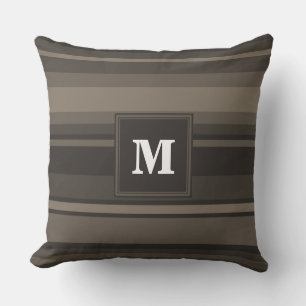 Monogram taupe strepen kussen