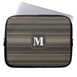 Monogram taupe strepen laptop sleeve