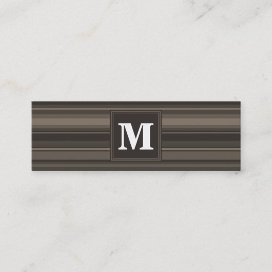 Monogram taupe strepen mini visitekaartje (Voorkant)