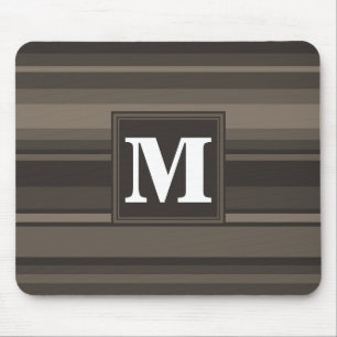 Monogram taupe strepen muismat