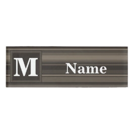 Monogram taupe strepen naambadge