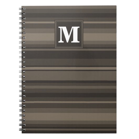 Monogram taupe strepen notitieboek (Voorkant)