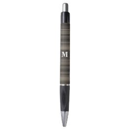 Monogram taupe strepen pen