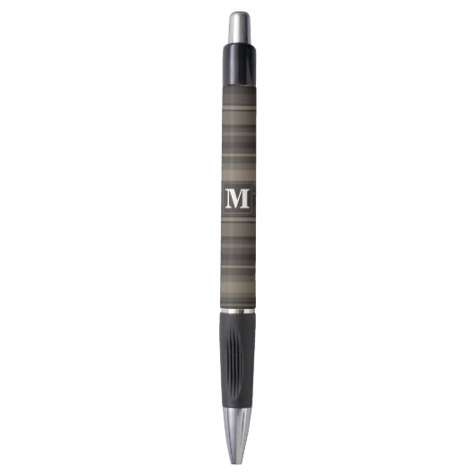 Monogram taupe strepen pen (Voorkant Verticaal)