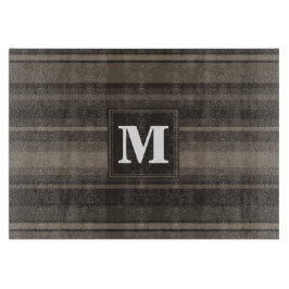 Monogram taupe strepen snijplank