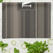 Monogram taupe strepen theedoek (Gevouwen)