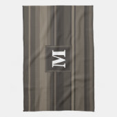 Monogram taupe strepen theedoek (Verticaal)