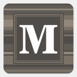 Monogram taupe strepen vierkante sticker