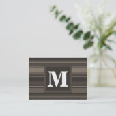 Monogram taupe strepen visitekaartje (Staand voorkant)