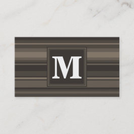 Monogram taupe strepen visitekaartje