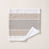 Monogram Taupes en Linnen met Wit Bad Handdoek (Wasdoekje)