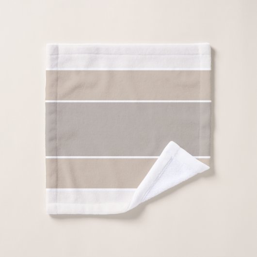 Monogram Taupes en Linnen met Wit Bad Handdoek (Wasdoekje)