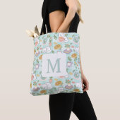 Monogram Tea & Bookish Cats  Tote Bag Mint Green (Dichtbij)