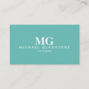 Monogram Teal Achtergrond Visitekaartje