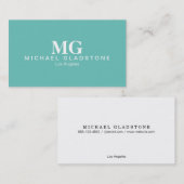 Monogram Teal Achtergrond Visitekaartje (Voorkant / Achterkant)