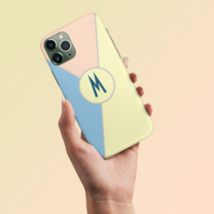 Monogram Teal blauw geel roze pastel Kleurblok Case-Mate iPhone Case