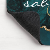Monogram Teal Blauwe Gouden Agaat Geode Muismat (Hoek)