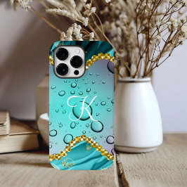 Monogram Teal Folie Gouden Afwerking Fantasie Rege Case-Mate iPhone 14 Pro Max Hoesje