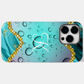 Monogram Teal Folie Gouden Afwerking Fantasie Rege Case-Mate iPhone Case (Achterkant (horizontaal))