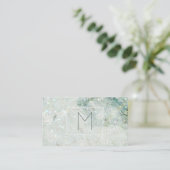 Monogram Teal Glitter Marmer Haar Make-up Visitekaartje (Staand voorkant)