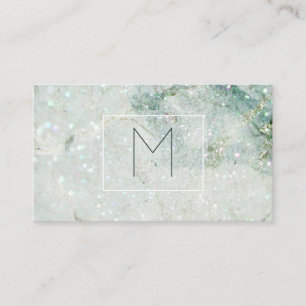 Monogram Teal Glitter Marmer Haar Make-up Visitekaartje