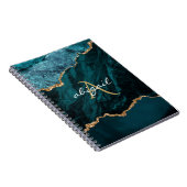 Monogram Teal Goud Agaat Geode Notitieboek (Rechterzijde)