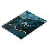 Monogram Teal Goud Agaat Geode Notitieboek (Linkerzijde)