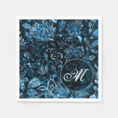 Monogram Teal Vintage Bloemen Servetten (Voorkant)