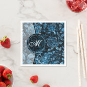 Monogram Teal Vintage Bloemenservetten 2 Servetten (Insitu)